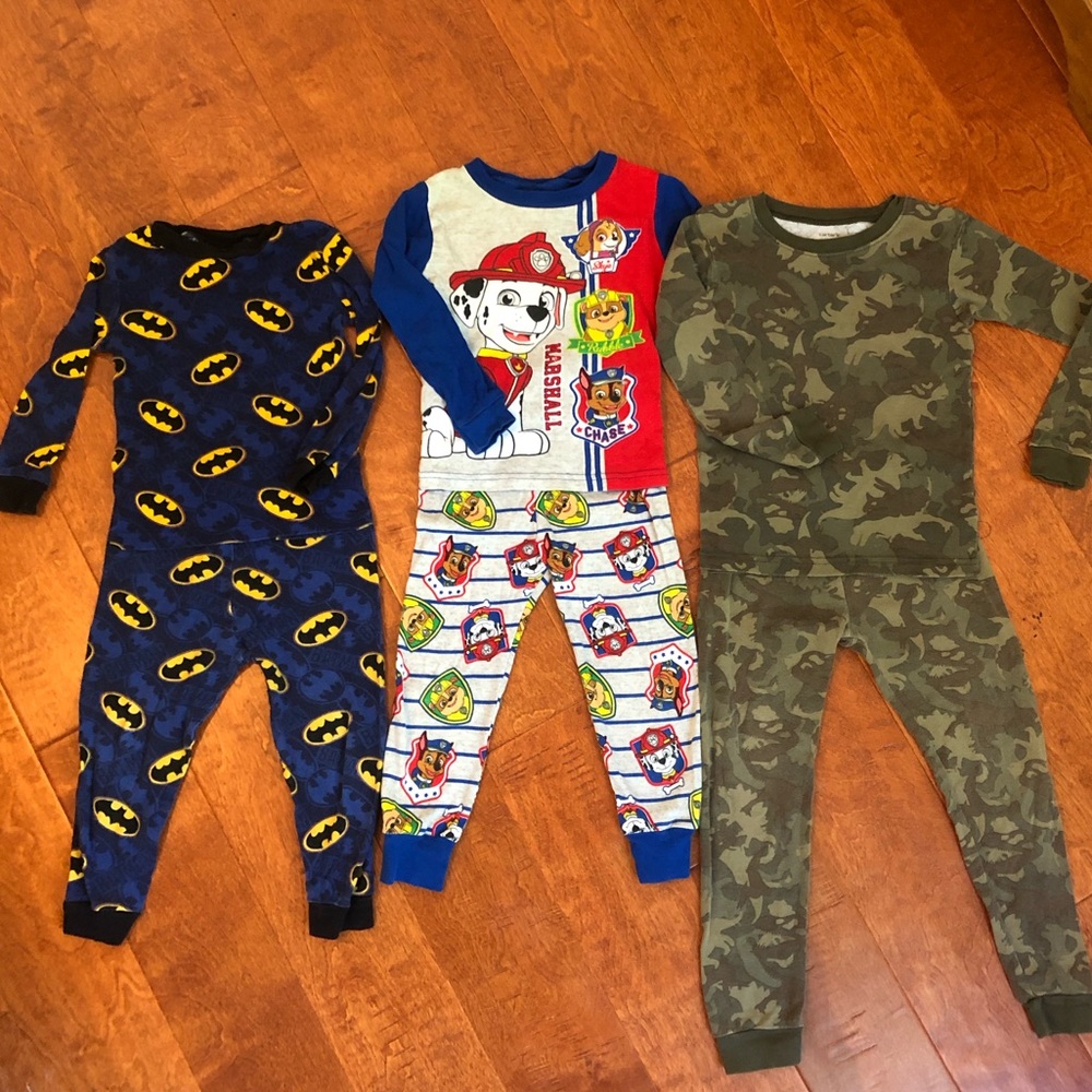 3 pairs of Toddler Boys Pajamas long sleeve